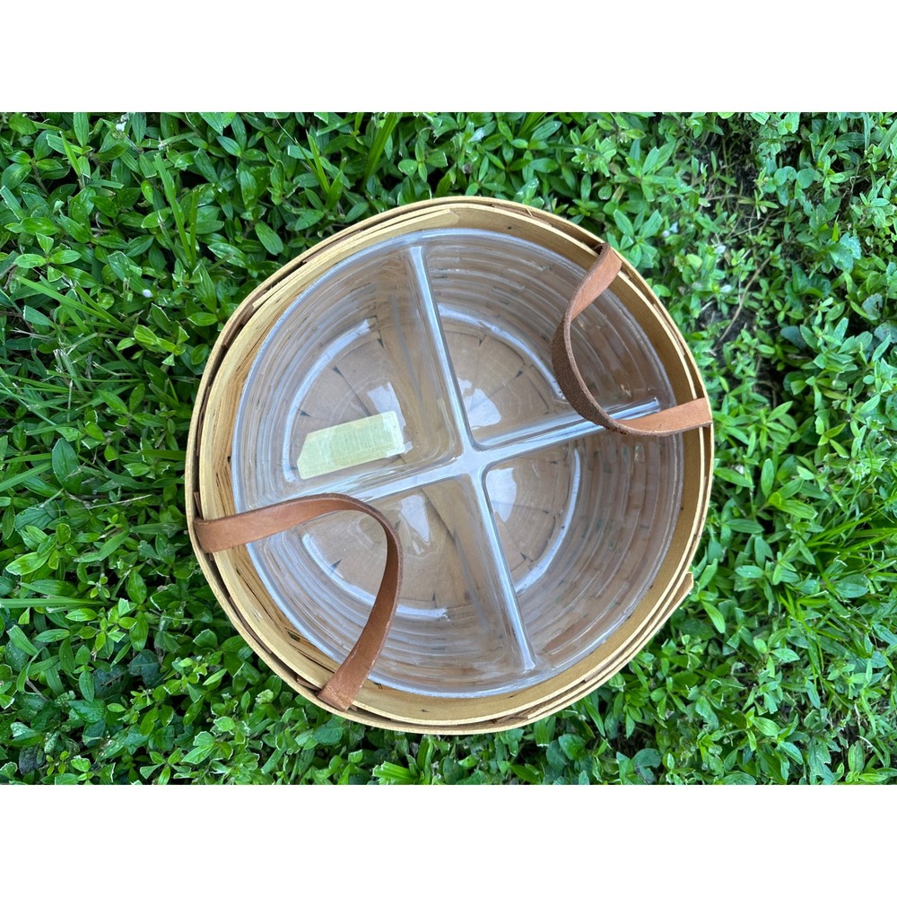 Longaberger Handwoven Round Basket Divided Plastic Liner farmcore vtg
